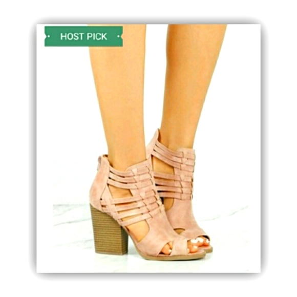 Shoes - BLUSH CUTOUT PEEP-TOE BOOTIE